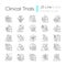 Clinical trials linear icons set