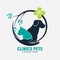 Clinics pets logo design with green cross and tree
