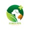 Clinics pets logo design with green leaf