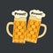 Clinking beer mugs toasting minimalist vector icon