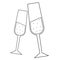 Clinking champagne glasses line icon