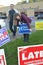 Clinton campaign staffers in Ohio add signboard in front of Board of Elections