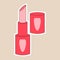 Clip-art, drawn pink lipstick, sticker. Women\\\'s cosmetics. Graphic design for advertising