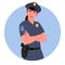 Clip art featuring a police woman with arms crossed