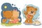 Clip art illustration for greeting card with teddy bears