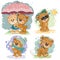 Clip art illustrations of teddy bear and different seasons