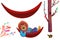 Clip Art Set: Hammock, Tree, Bird, Lion King, Colorful Plants etc.