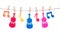 Clip on a twine , hanging colorful music symbol and Guitar