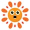 Clipart of the astonished hot burning sun, vector or color illustration