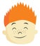 Clipart of a boy with orange hair and freckles smiling vector or color illustration