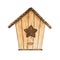 Clipart brown, wooden birdhouse with a star entrance.