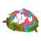 Clipart Christmas Unicorn in Cartoon Style. Cute Clip Art Christmas Unicorn Sleeping. Vector Illustration of an Animal