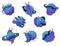 Clipart collection with Mystical slug snails with a space planet instead of a shell-house