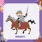 Clipart of cute knight riding horse in armour and holding a sword