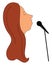 Clipart of the face of a lady singer, vector or color illustration
