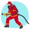 Clipart of a firefighter holding a hose