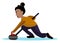 Clipart of a girl curling player vector or color illustration