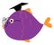 Clipart of a graduated fish wearing spectacles and a black tassel hood vector or color illustration