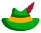 Clipart of a green hat stuck with a feather, vector or color illustration