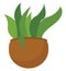 Clipart of a green plant potted on a brown earthen pot vector or color illustration