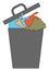 Clipart of the grey trash can dump with waste, vector or color illustration