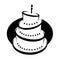Clipart Illustration of a Black And White Tiered Birthday Cake With Candles on Oval vector design