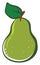 Clipart of a juicy and ripe green pear with a leaf on the stalk vector or color illustration