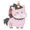 Clipart kawaii and cute baby unicorn with rock and roll style wearing chocker necklace