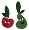 Clipart of laughing vegetables tomato and pear vector or color illustration