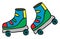 Clipart of the multi-colored roller skates for kids, vector or color illustration