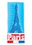 Clipart of Paris - Colorful hand drawn Eiffel tower isolated on blue backgound. Vector illustration