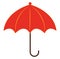 Clipart of a red-colored compact and light umbrella/Red umbrella with hook handle looks stylish vector or color illustration