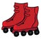 Clipart of the red-colored roller skates set isolated on white background, vector or color illustration