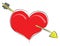 Clipart of a red heart struck with an arrow vector or color illustration