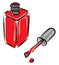 Clipart of red manicure bottle with the cap left opened, vector or color illustration