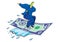 Clipart of Riding the finical wave - Businessman flying carpet made of dollar currency