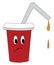 Clipart of a sad cup of orange juice in a red-colored disposable plastic party cup vector or color illustration