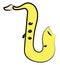 Clipart of the saxophone reproducing sound, vector or color illustration