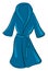 Clipart of a showcase blue-colored bathrobe over white background vector or color illustration