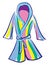 Clipart of a showcase multi-colored bathrobe over white background vector or color illustration
