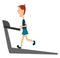 Clipart of a skinny boy running in a treadmill, vector or color illustration