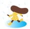 Clipart of a small girl running to get out of the rain vector or color illustration
