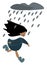 Clipart of a small girl running to get out of the rain vector or color illustration