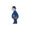 Clipart of a smiling postman in his blue uniform , vector or color illustration