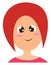 Clipart of a smiling woman with red hair set over isolated white background vector or color illustration