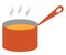 Clipart of steaming soup from a giant red saucepan vector or color illustration