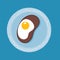 Clipart of toasted sausage topped with a sunny-side up egg vector or color illustration