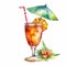 A clipart of a tropical cocktail with little umbrella generative AI