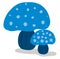 Clipart of two beautiful blue-colored mushrooms vector or color illustration