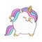 Clipart Unicorn Plump in Cartoon Style. Cute Clip Art Unicorn Fat. Vector Illustration of an Animal for Stickers, Baby
